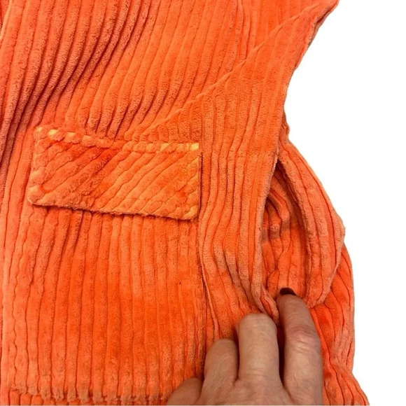 Vintage 90s Oversized Corduroy Jacket Coral/Salmon Colorful Boho Y2K Lagenlook - Picture 4 of 8
